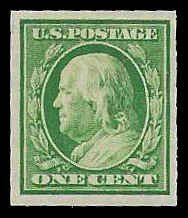 PCBstamps   US # 383 1c Franklin, mint, (3)