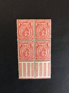 GB 1912 KGV SG345wi Block of Four Watermark Inverted UM.