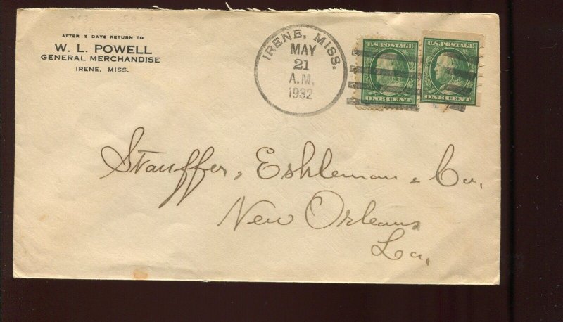 383 MAILOMETER TYPE IV USED WITH 374 FRANKLIN STAMP ON 1932 COVER LV2573