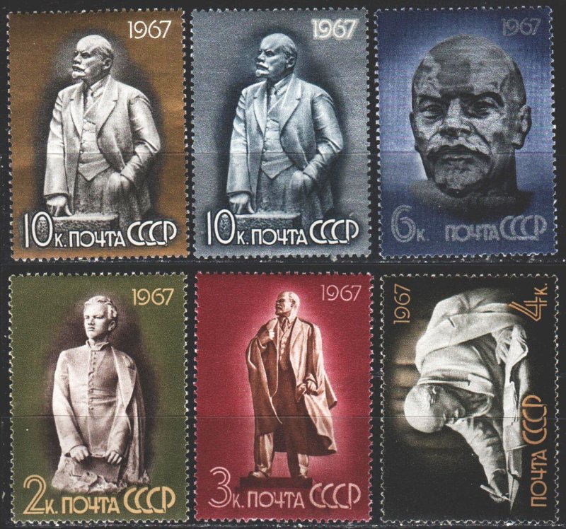 Soviet Union. 1967. 3388-93. Sculptures of Lenin. MNH.