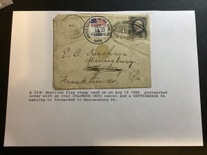 ICOLLECTZONE  US 1886 Cover #206 tied with Columbus Ohio Forware used  (B400-96)