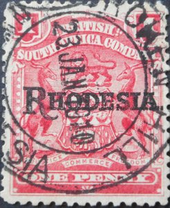 Rhodesia 1909 1d with Broken Hill (DC) postmark