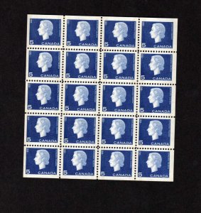 Canada MNH tagged minature pane 5 cent QEII Cameo Scott # 405pq