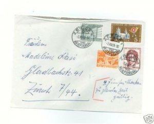 1955 Zurich Switzerland cover # B247 B242 351