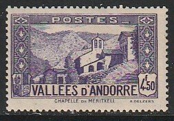 1942 Andorra, French - Sc 60C - MH VF - 1 single - Chapel of Meritxell