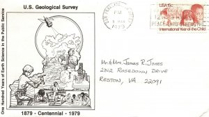 UNITED STATES GEOLOGICAL SURVEY CENTENNIAL 1879 - 1979 CACHET COVER USGS 1979