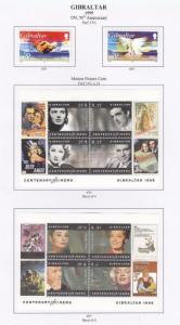 GIBRALTAR # 694-697 VF-MLH UN 50TH ANN.,MOTION PICTURE CENT. S/SHEETS 1995