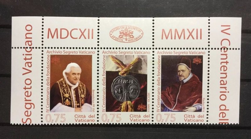 Vatican City Sc# 1506 MNH Strip of 3 Issue 2012 Pope Benedict XVI 