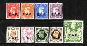 Great Britain EAF-#1-8[NH],9[LH]- id7-unused set-KGVI-1943-please note #7 has a