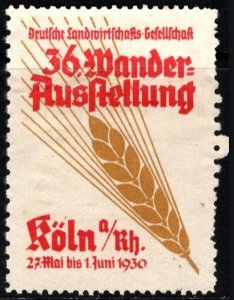 1930 German Poster Stamp Agricultural & Hiking Exhibition Koln Unused