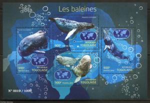 TOGO 2015 WHALES  SHEET MINT NH