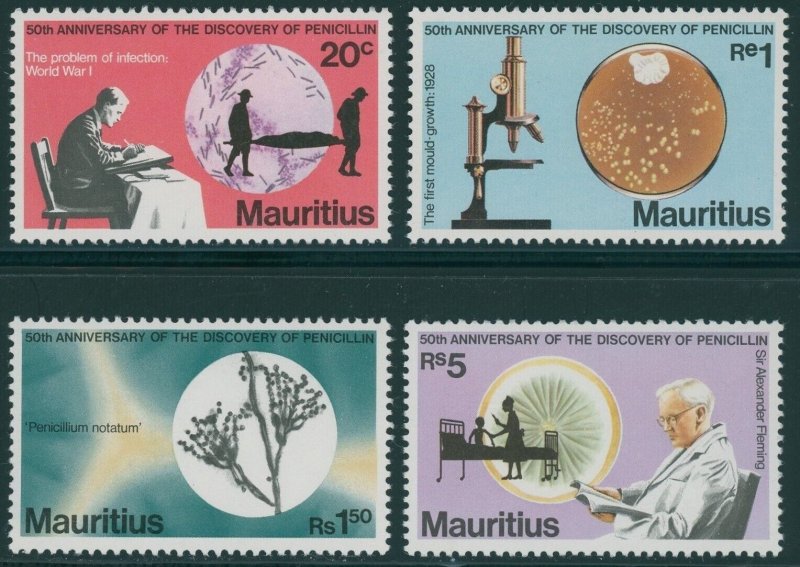 EDSROOM-17318 Mauritius 465-68 MNH 1978 Complete Discovery of Penicillin CV$7.75