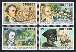 Grenada 895-898,899,MNH. Capt James Cook,Arrival in Hawaii,200,1978.Map,Ships.