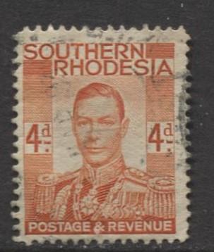 Southern Rhodesia- Scott 45 - KGVI - Definitive -1937 -FU- Single 4d Stamp
