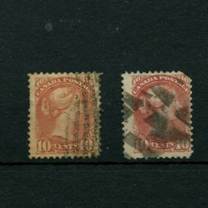 2 x 10 cent ,  Small Queen Canada used