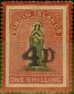 Virgin Islands 1888 4d on 1s Black & Rose-Carmine SG42 Fine MM-Variant 4