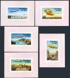 Niger C273-C277 deluxe,MNH.Mi A522-A526. Zeppelin,75th Ann.1976.Yachts,Towns.