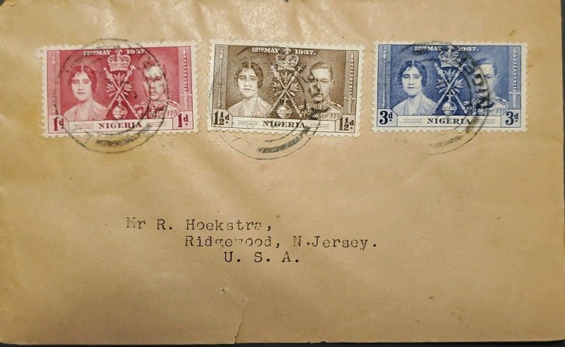O) 1937 NIGERIA,CORONATION ISSUE, KING GEORGE VI AND QUEEN ELIZABETH, TO USA
