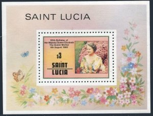 St Lucia 501-502, 503, MNH. Mi 499-500, Bl.23. Queen Mother 80th birthday, 1980.