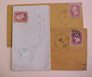 US COVERS #65 THREE DIFF. 1 NY 1862 YD