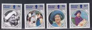 Pitcairn Islands # 253-256 & 257, Queen Mothers 85th Birthday, NH 1/2 Cat,