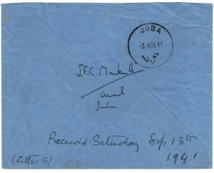 Sudan 1941 Wau Stempel Auf Luftpost Abdeckung Sich England, Ein Im Kreis Zensor