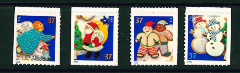 US Scott # 3957 - 3960 / Christmas Cookies 2005 Set of Singles MNH