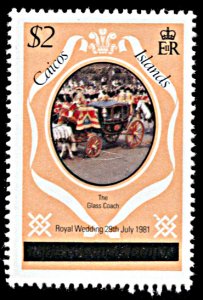 Caicos Islands 11, MNH, Single from souvenir sheet, Royal Wedding