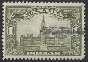 Canada #159 $1 Parliament Scroll Issue Used VF Centered Wrinkles