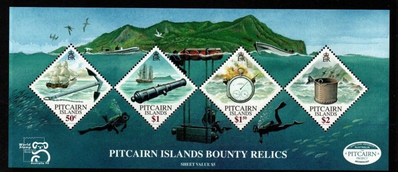 PITCAIRN ISLANDS SGMS548 1990 BOUNTY RELICS  MNH