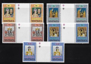 Antigua 1978 Coronation Anniv. MNH gutter pairs set. XF. Scott 508-512 (  (a2436