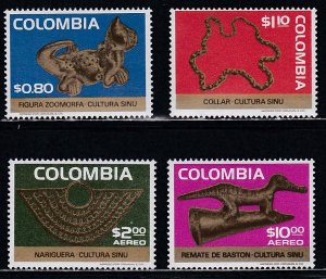 Colombia # 827-828, C621-622, Pre Colombian Artifacts, Mint NH, 1/2 Cat.