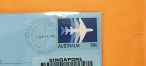 SINGAPORE  UNADDRESSED REGISTERED AEROGRAM TIED WITH SKYLINE STAMP SET