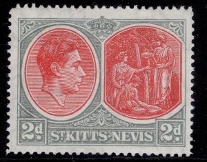 ST KITTS-NEVIS GVI SG71c, 2d scarlet & pale grey, NH MINT. Cat £11.