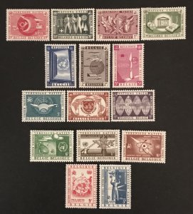 Belgium 1958 #516-25, C15-16, C18-20  Unused/MH CV $10.30