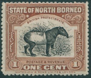 Malaysia North Borneo 1909 SG159 1c brown Tapir p14 MH