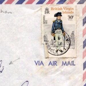 MS2993 1972 VIRGIN IS *Sir Alan Cobham*Hand-Written Cover MID-FLIGHT RE-FUELLING