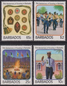 1987 Barbados Scouting complete set of four MNH Sc# 706 / 709 CV $4.75