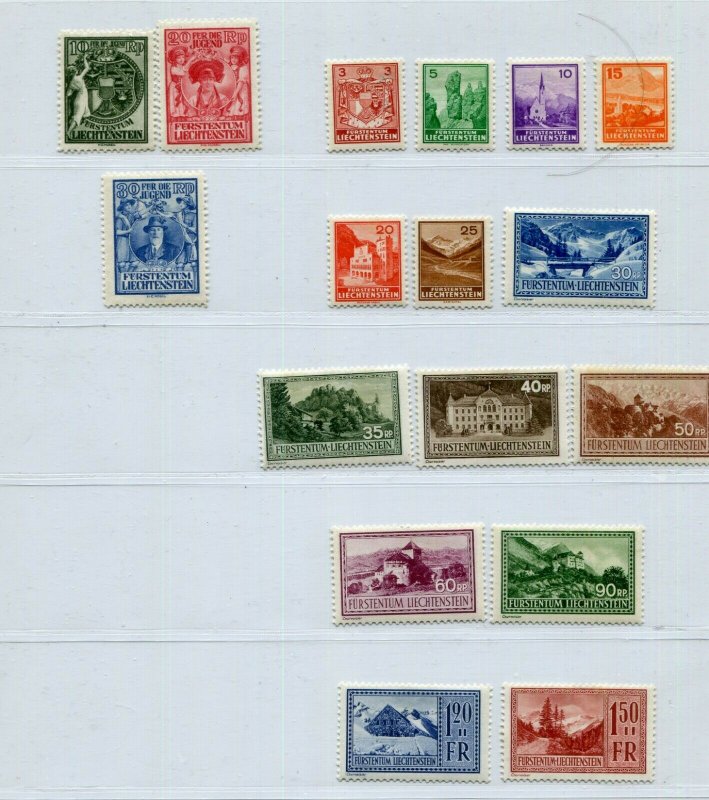 LIECHTENSTEIN 1912-1952 CLOSE TO COMPLETE COLLECTION ALL STAMPS PERFECT MNH 