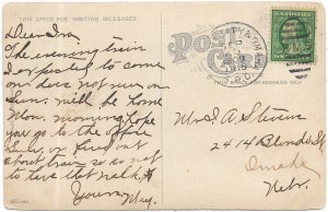 1909 Sioux City & Omaha RPO to Omaha, Ne 1c Franklin Bureau (57841)