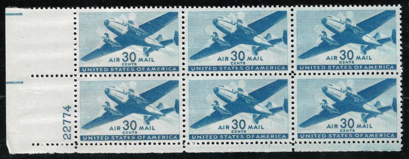 Doyle's_Stamps: MNH Scott #C30** PNB+2 WWII Era 30c Airmails