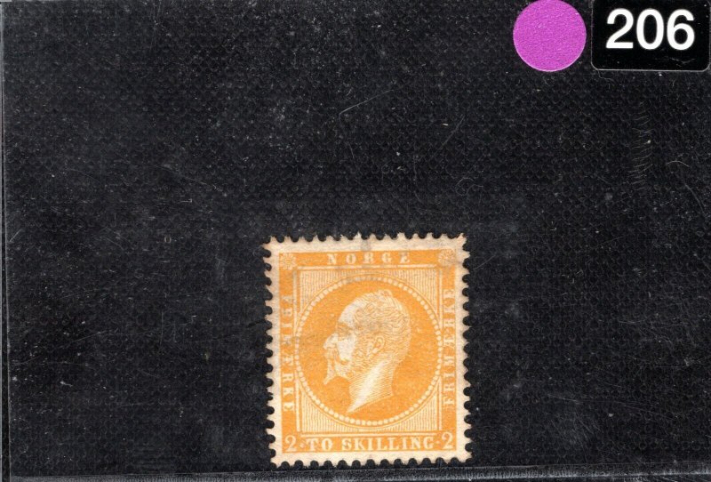 NORWAY Stamp Scott.2 2s Yellow (1857) KING OSCAR Mint MNG Cat $800- PURPLE206