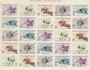 TURKEY 1960 ROMA Olympic Games souvenir sheet of 25 - 14869