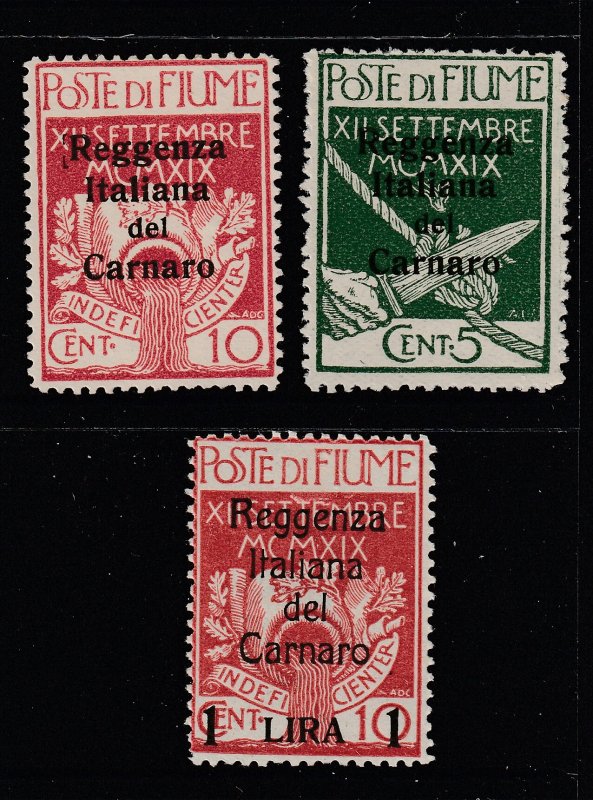 Fiume x 3 Military Post (2 normal overprinted) MH