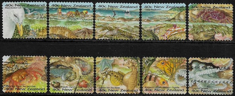 New Zealand #1344B-K Used Set - Seashore - Marine Life