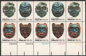 SC#1834-37 15¢ Indian Masks Plate Block of Ten (1980) MNH