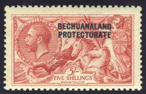 Bechuanaland 1920 Seahorse 5s rose-carmine (Bradbury) MNH. SG 89. Sc 95.