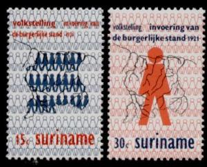 Surinam 389-90 MNH Census, Population, Map