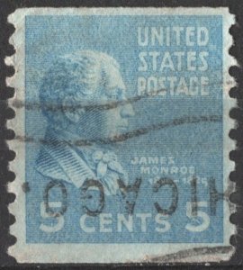 SC#845 5¢ James Monroe Coil Single (1939) Used