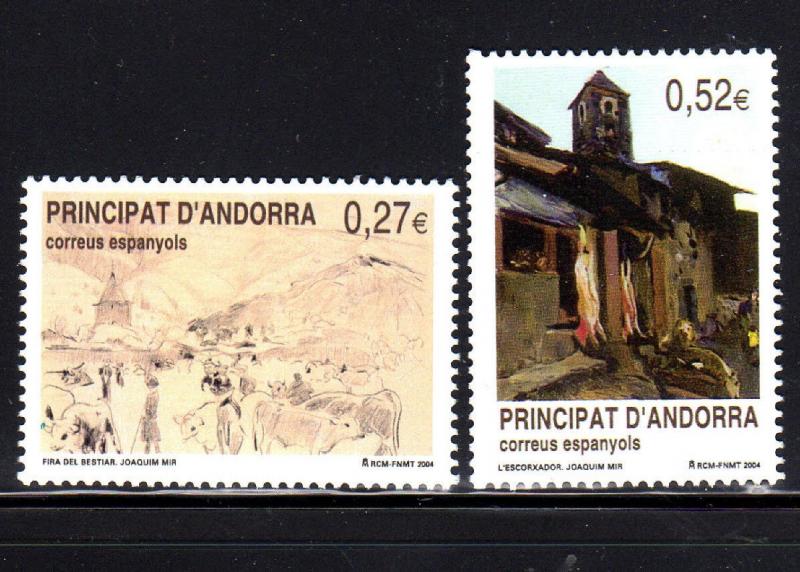 ANDORRA, SPANISH  #299-300  2004  PAINTINGS BY JOEQUIM  MINT  VF NH  O.G